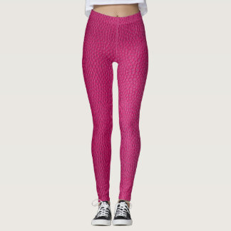 Pink Leather Texture Yoga Pants