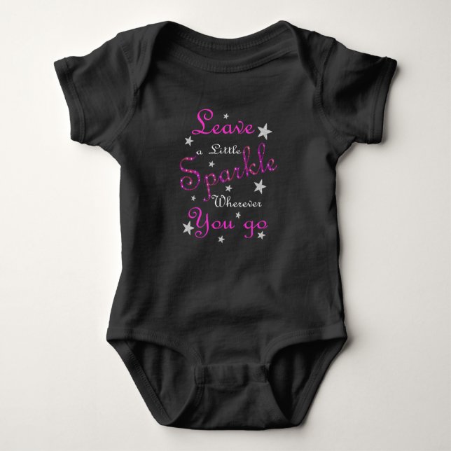 Pink Leave A Little Sparkle Inspirational Baby Bodysuit (Front)