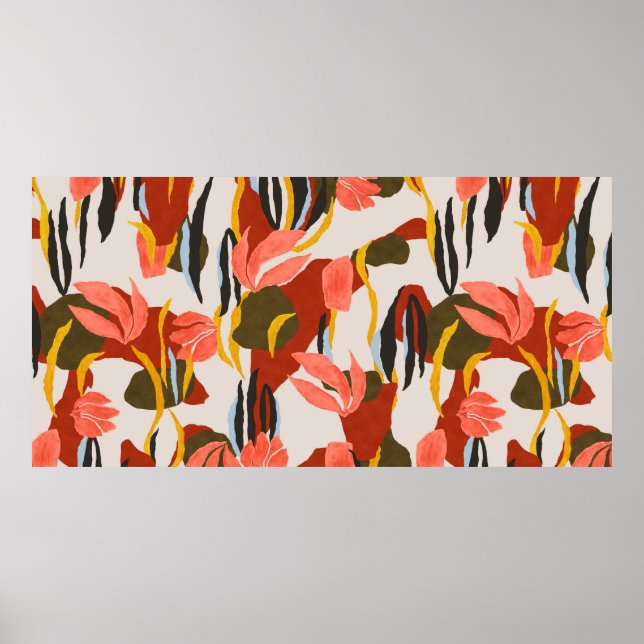 pink leaves and effect dress pattern design.  poster (Front)