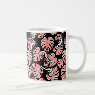 Pink Leaves And Salamanders Seamless Pattern Coffee Mug