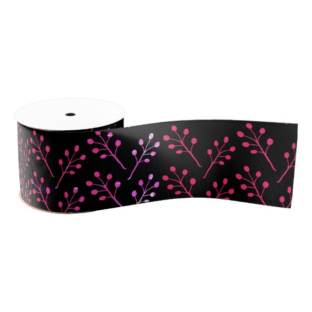 Pink Leaves  Grosgrain Ribbon (Spool)