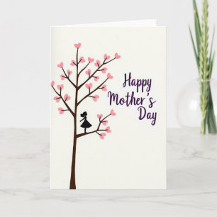 Pink Leaves Mothers Day Card