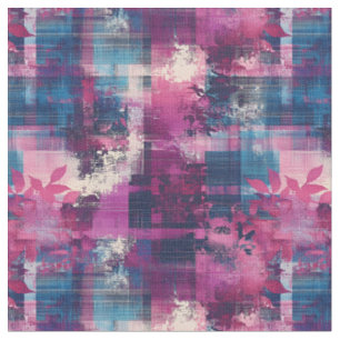 Pink Leaves on Distressed Background Fabric