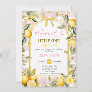 Pink Lemon A Sweet Little One Baby Shower Invitation