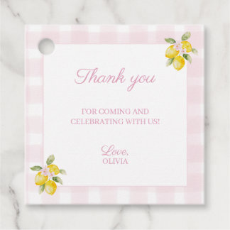 Pink Lemon Baby Shower Favour Tags