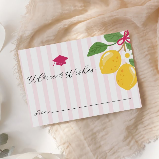Pink Lemon Citrus Advice Graduation Enclosure Card (Creator Uploaded)