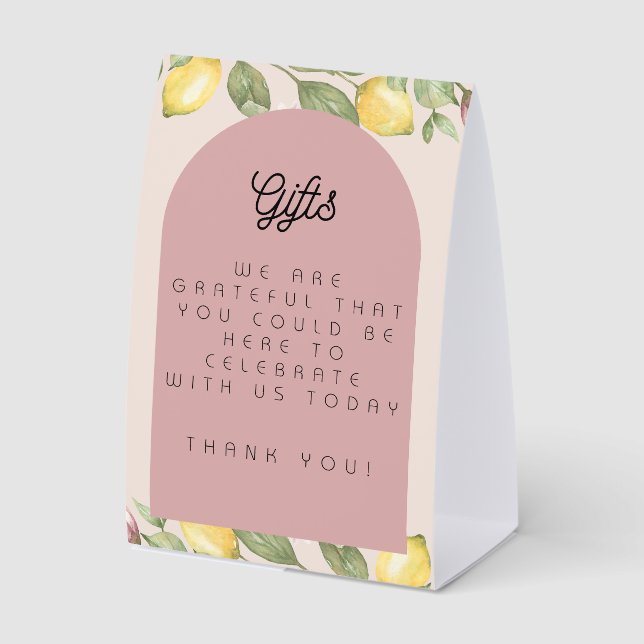 Pink Lemon Gift Table Sign (Front)