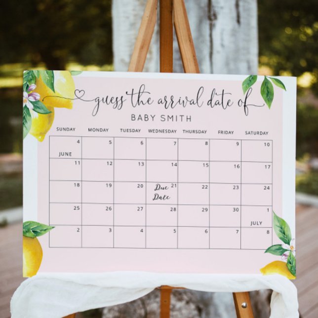 Pink lemon Guess the due Date calendar Poster (Creator Uploaded)