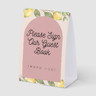 Pink Lemon Guest Book Table Sign