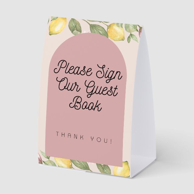 Pink Lemon Guest Book Table Sign (Front)
