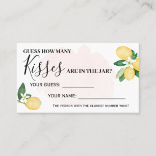 Pink Lemon How Many Kisses Bridal Shower Game card
