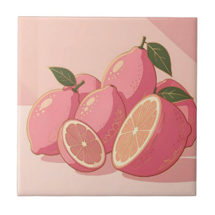 Pink Lemon Modern Feminine Citrus Ceramic Tile