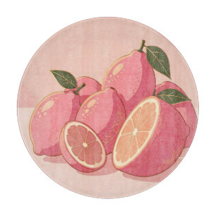 Pink Lemon Modern Feminine Citrus Cutting Board