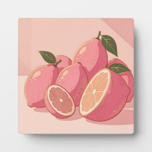 Pink Lemon Modern Feminine Citrus Plaque