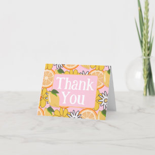 Pink Lemon Orange Floral Thank You Card