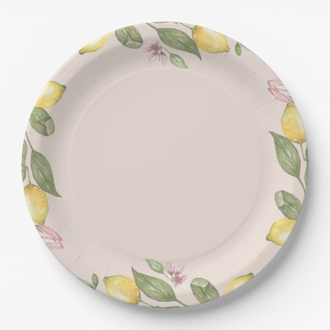 Pink Lemon Paper Plates (Front)