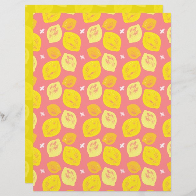 Pink Lemon Scrapbook Paper (Front/Back)