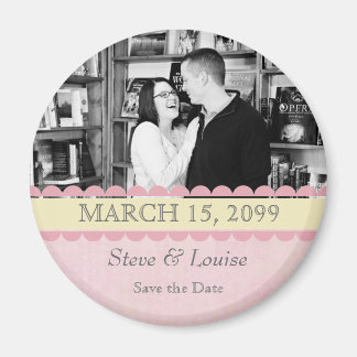 Pink & Lemon Wedding Save the Date Photo Frame Magnet