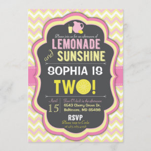 Pink Lemonade 2nd Birthday Chevron Invitation