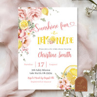 Pink Lemonade and Bow Baby Shower Invitation
