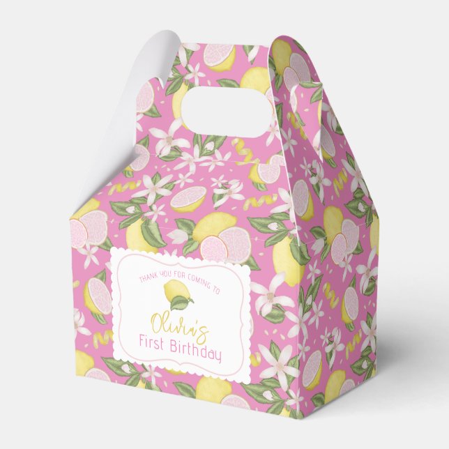 Pink Lemonade Birthday Favour Boxes (Front Side)