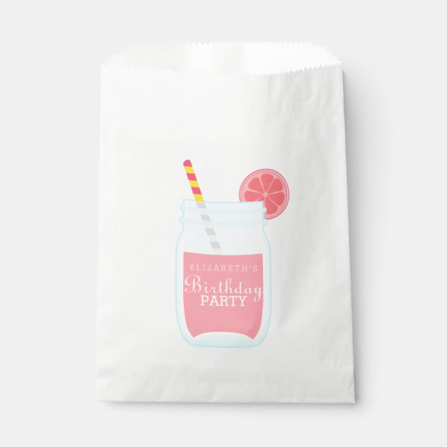 Pink Lemonade Birthday Party Favour Bag (Front)