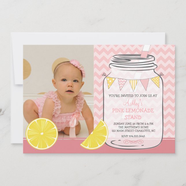 Pink Lemonade Birthday Party Invitation (Front)