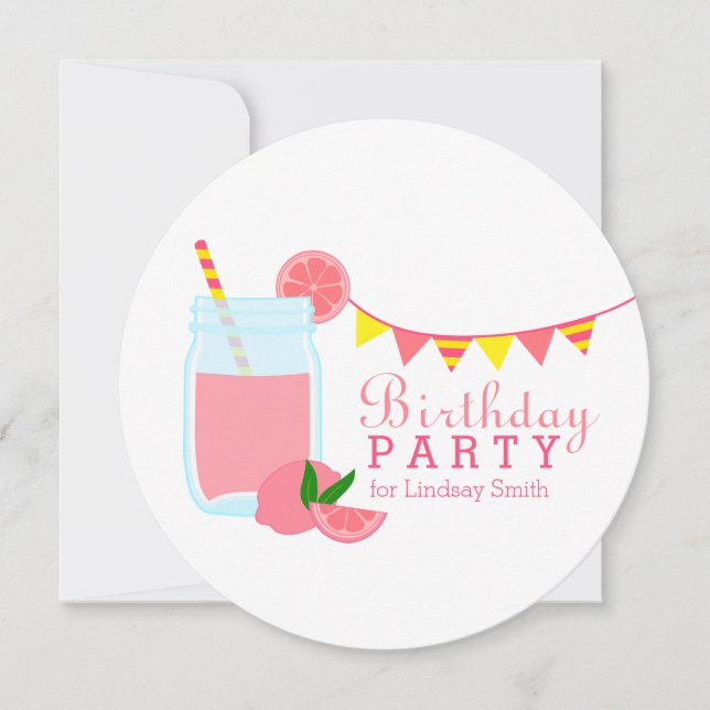 Pink Lemonade Birthday Party Invitation (Front)