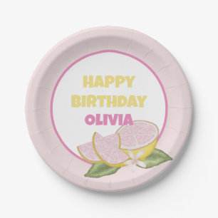 Pink Lemonade Birthday Party Paper Plates