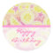 Pink Lemonade 'Birthday' sticker round stripe