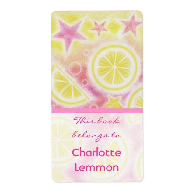 Pink Lemonade bookplate label large stripe (Front)