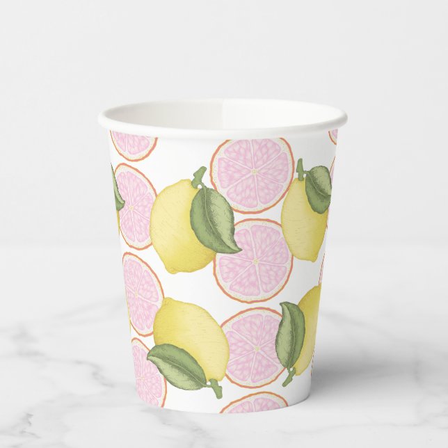 Pink Lemonade Citrus Birthday Paper Cups (Left)