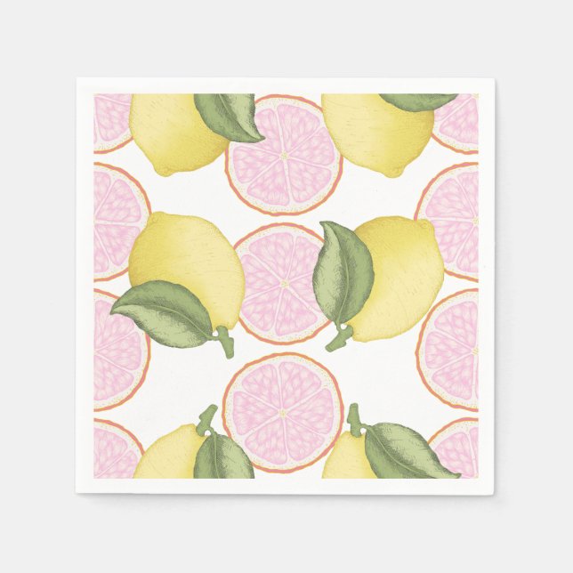 Pink Lemonade Citrus Birthday Party Napkins (Front)