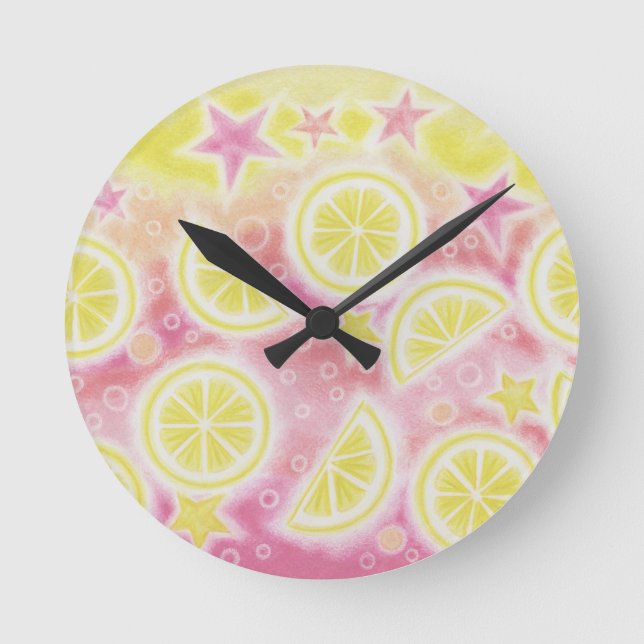 Pink Lemonade clock medium round (Front)