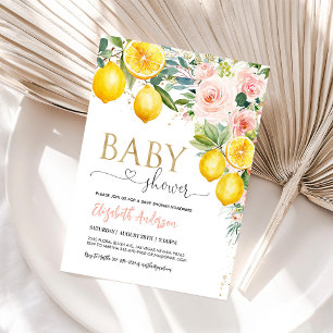 Pink Lemonade Floral Baby Shower Invitation