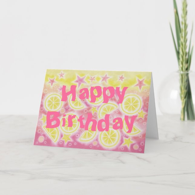 Pink Lemonade 'Happy Birthday' card front text (Front)