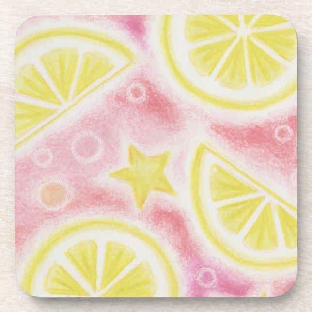 Pink Lemonade 'lemons' coaster set (Front)