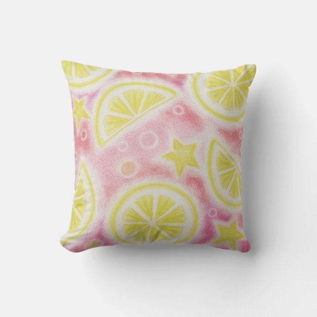 Pink Lemonade 'lemons' throw pillow square (Front)