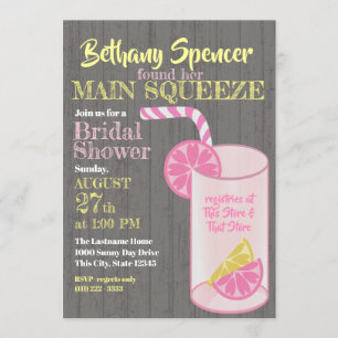 Pink Lemonade Main Squeeze Bridal Shower Invitation