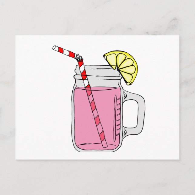 Pink Lemonade Mason Jar Postcard (Front)