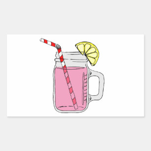 Pink Lemonade Mason Jar Rectangular Sticker