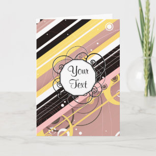 Pink Lemonade Modern-Retro Stripes with Monogram Thank You Card