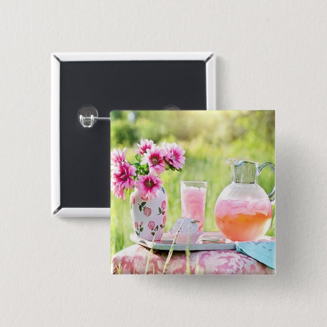 Pink lemonade picture 15 cm square badge (Front & Back)