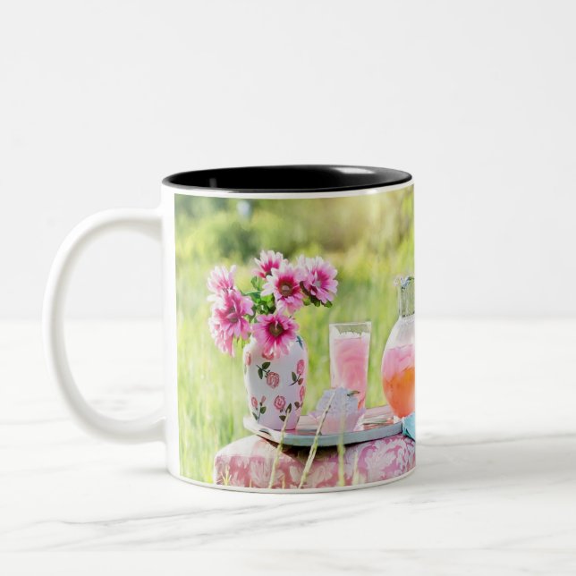 Pink lemonade picture Two-Tone coffee mug (Left)