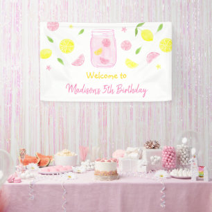 Pink Lemonade Summer Girl Birthday Banner