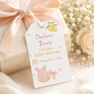 Pink Lemonade Whimsical Watercolor Baby Girl Gift Tags