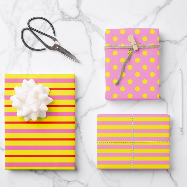 Pink Lemonade Yellow  Wrapping Paper Sheet (Front)