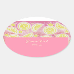 Pink Lemonade 'Your Text' sticker oval pink