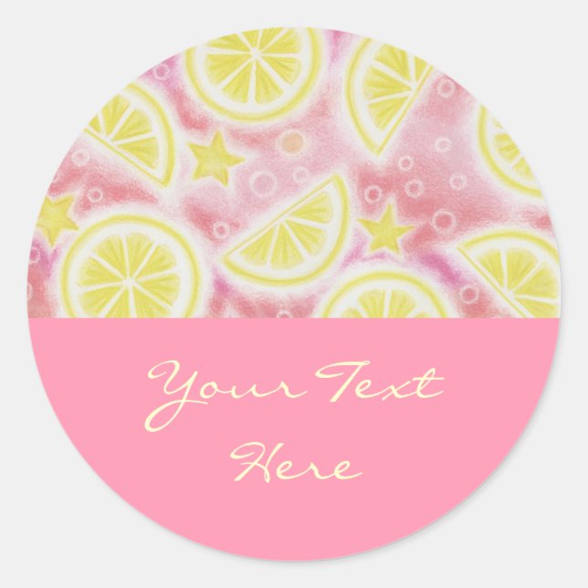 Pink Lemonade 'Your Text' sticker round pink (Front)