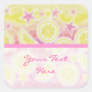 Pink Lemonade 'Your Text' sticker square stripe